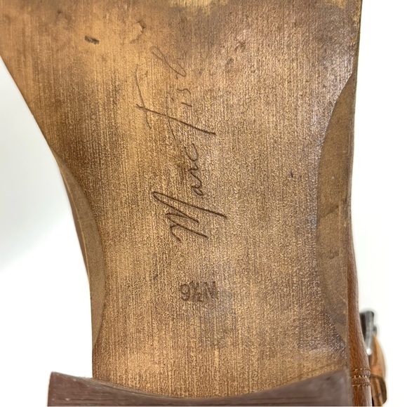 Marc Fisher Rosan Perforated Buckled Ankle Leather Boots Pull On Natural Tan 9.5 - Picture 15 of 17